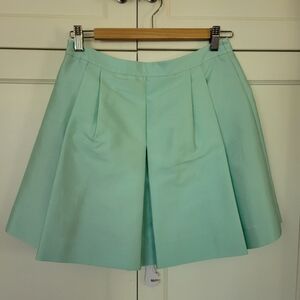 Mint Green Vineyard Vines Silk Cotton Pleated Short Skirt, 0